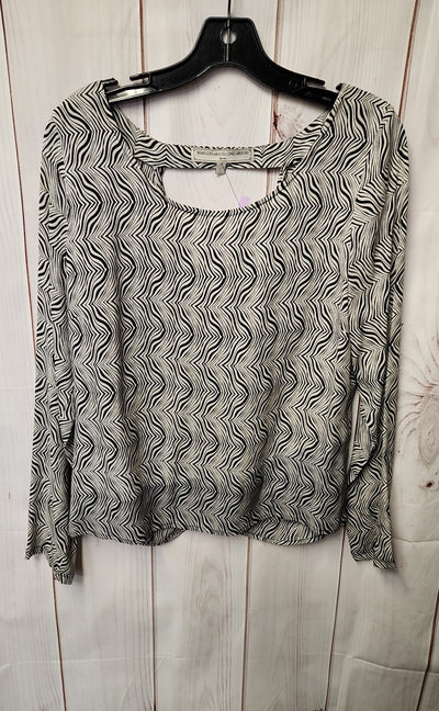What Goes Around Comes Around Women's Size L Black & White Long Sleeve Top