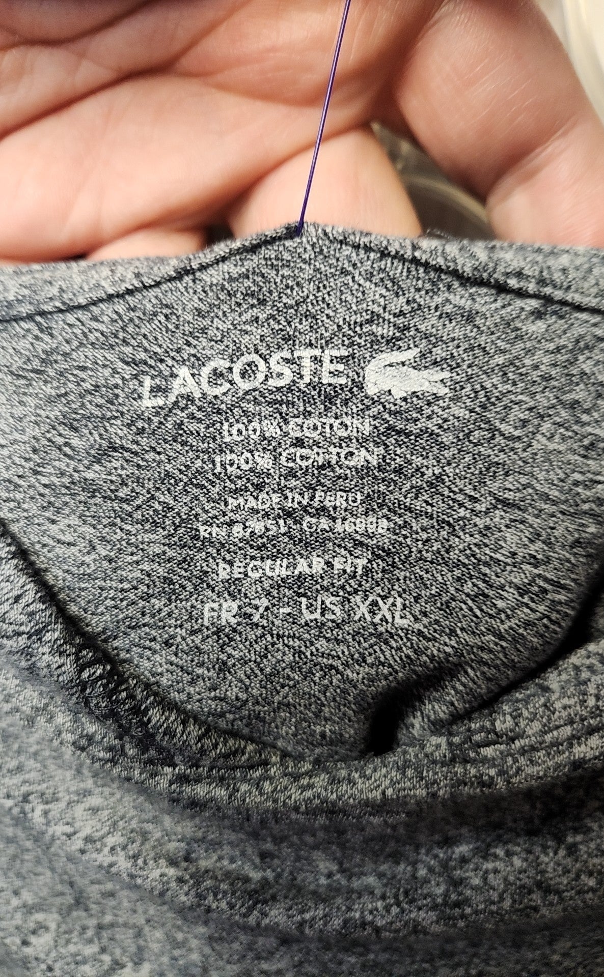 Lacoste Men's Size XXL Gray Shirt