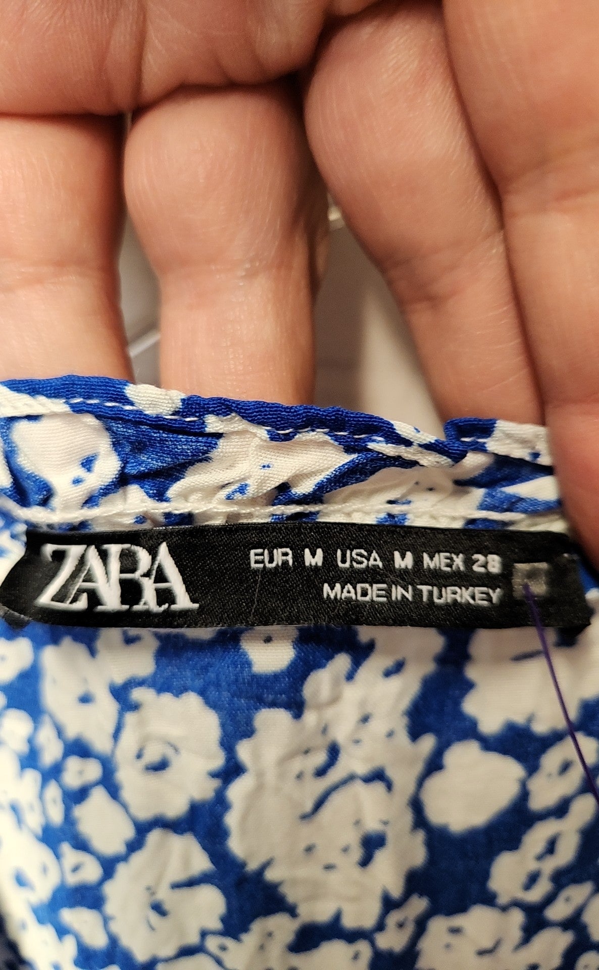 Zara Women's Size M Blue & White Floral Dress