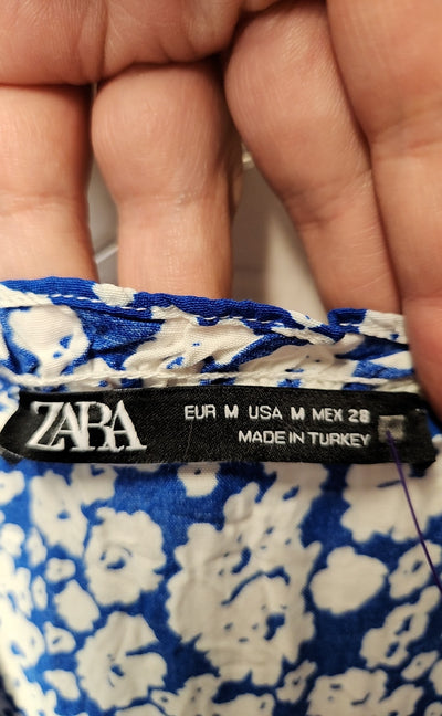 Zara Women's Size M Blue & White Floral Dress