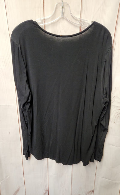 Croft & Barrow Women's Size XL Black & White Floral Long Sleeve Top