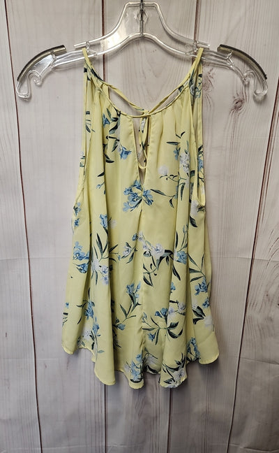 Lush Women's Size S Yellow Floral Sleeveless Top