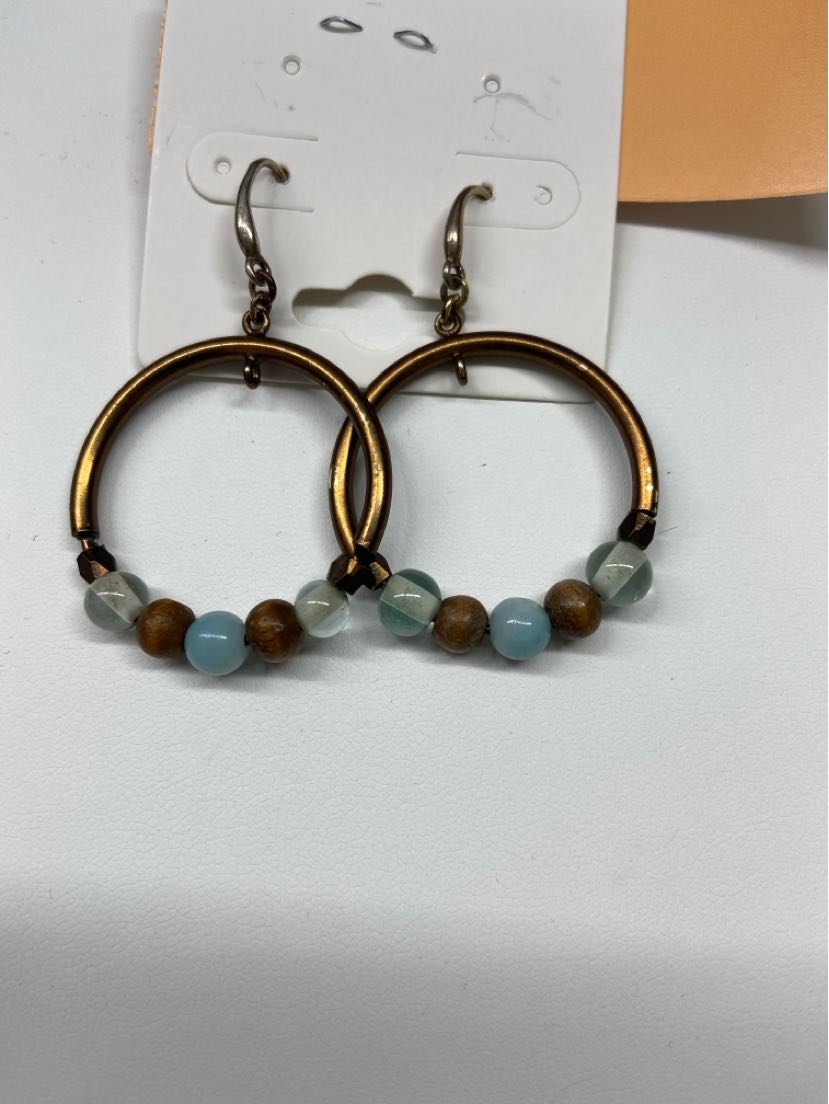 Blue & Brown Beaded Earrings