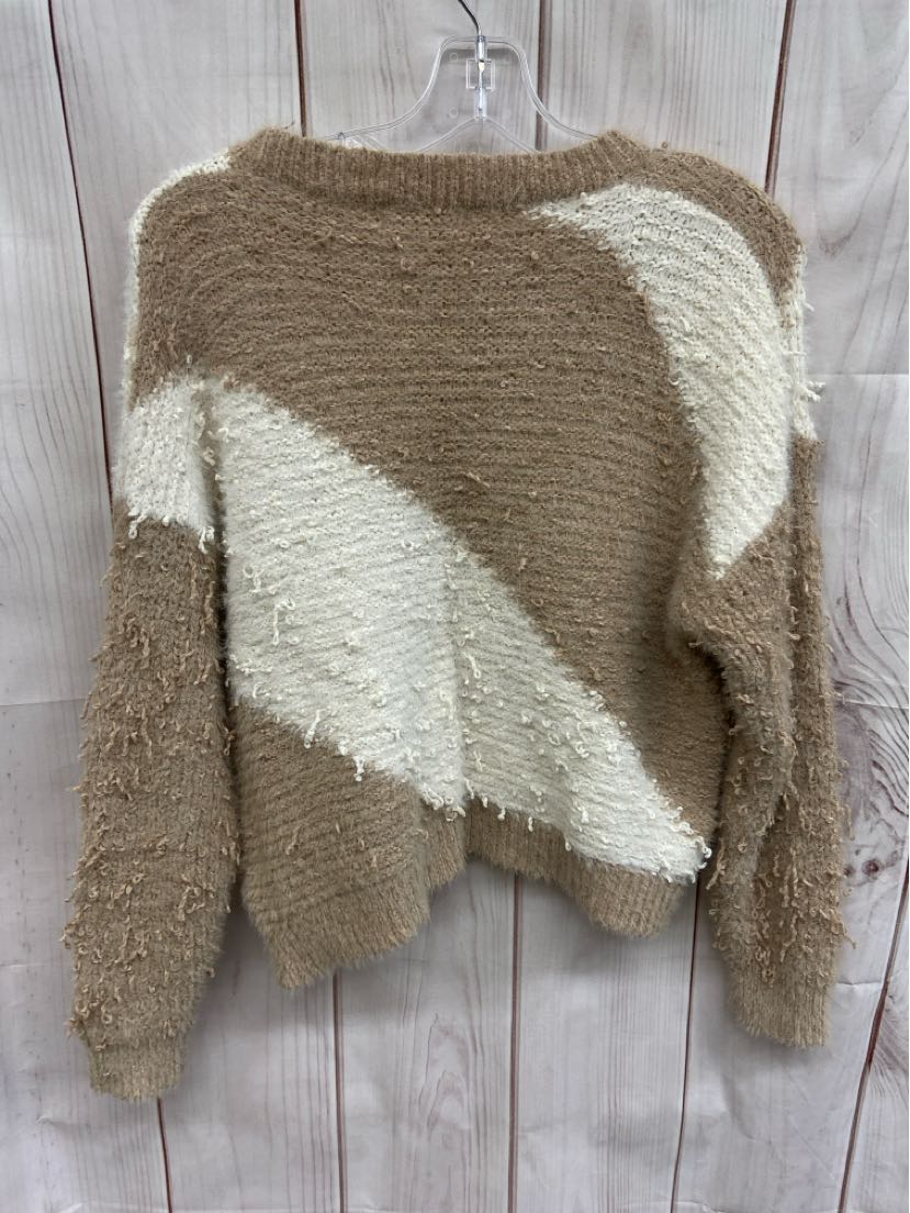 Altar'd State Women's Size M White & Tan Sweater