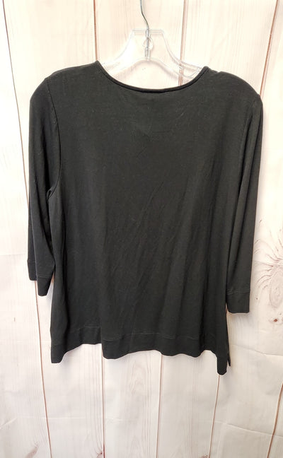 J Jill Wearever Collection Women's Size M Black 3/4 Sleeve Top
