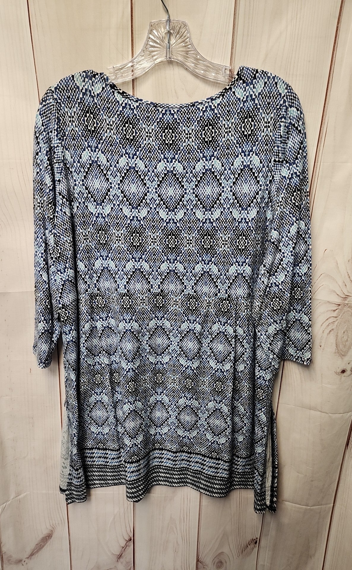 Philosophy Women's Size 1X Blue 3/4 Sleeve Top