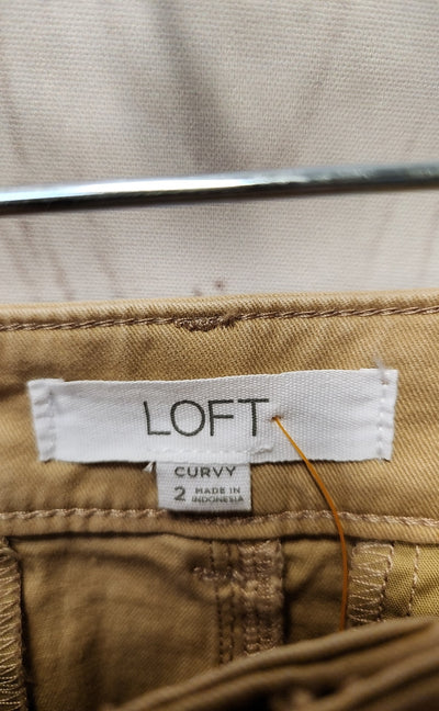 Loft Women's Size 2 Tan Pants The Monroe Wide Leg Curvy