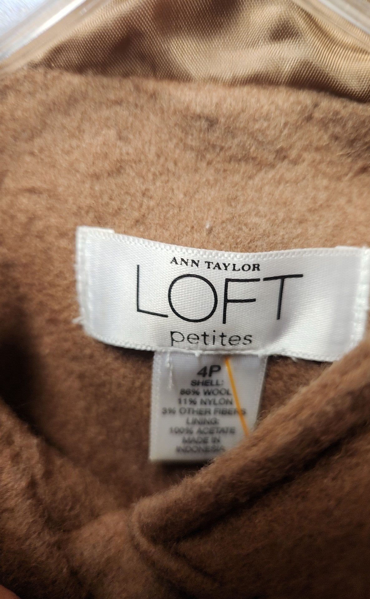 Loft Women's Size 4 Petite Brown Wool Blend Jacket