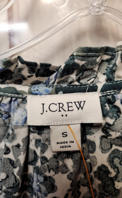 J Crew Women's Size S Green Floral Long Sleeve Top