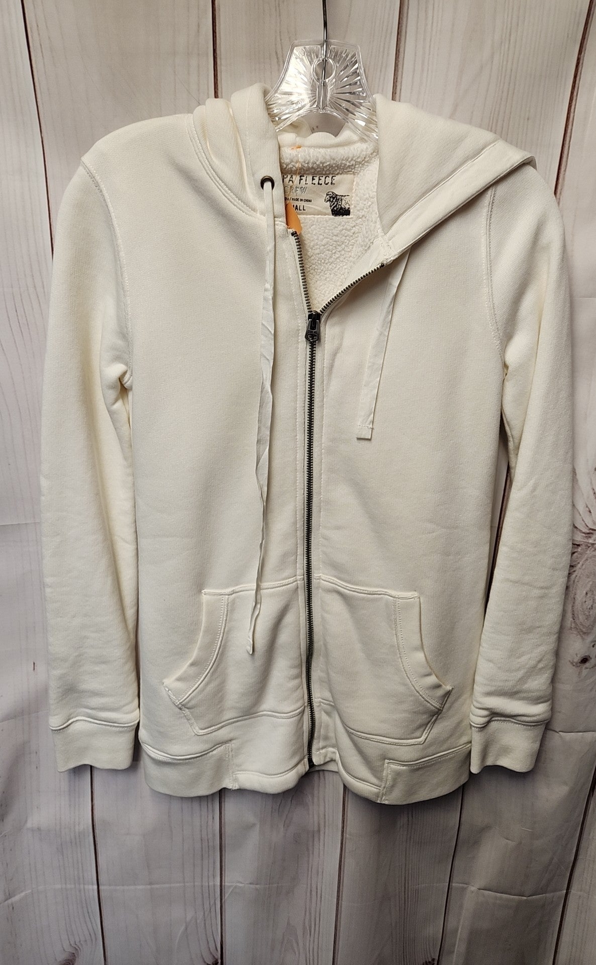 J Crew Women's Size XS White Full Zip Hooded Sweatshirt