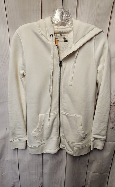 J Crew Women's Size XS White Full Zip Hooded Sweatshirt