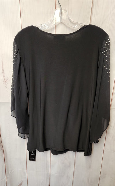 NWT Msk Women's Size 1X Black 3/4 Sleeve Top