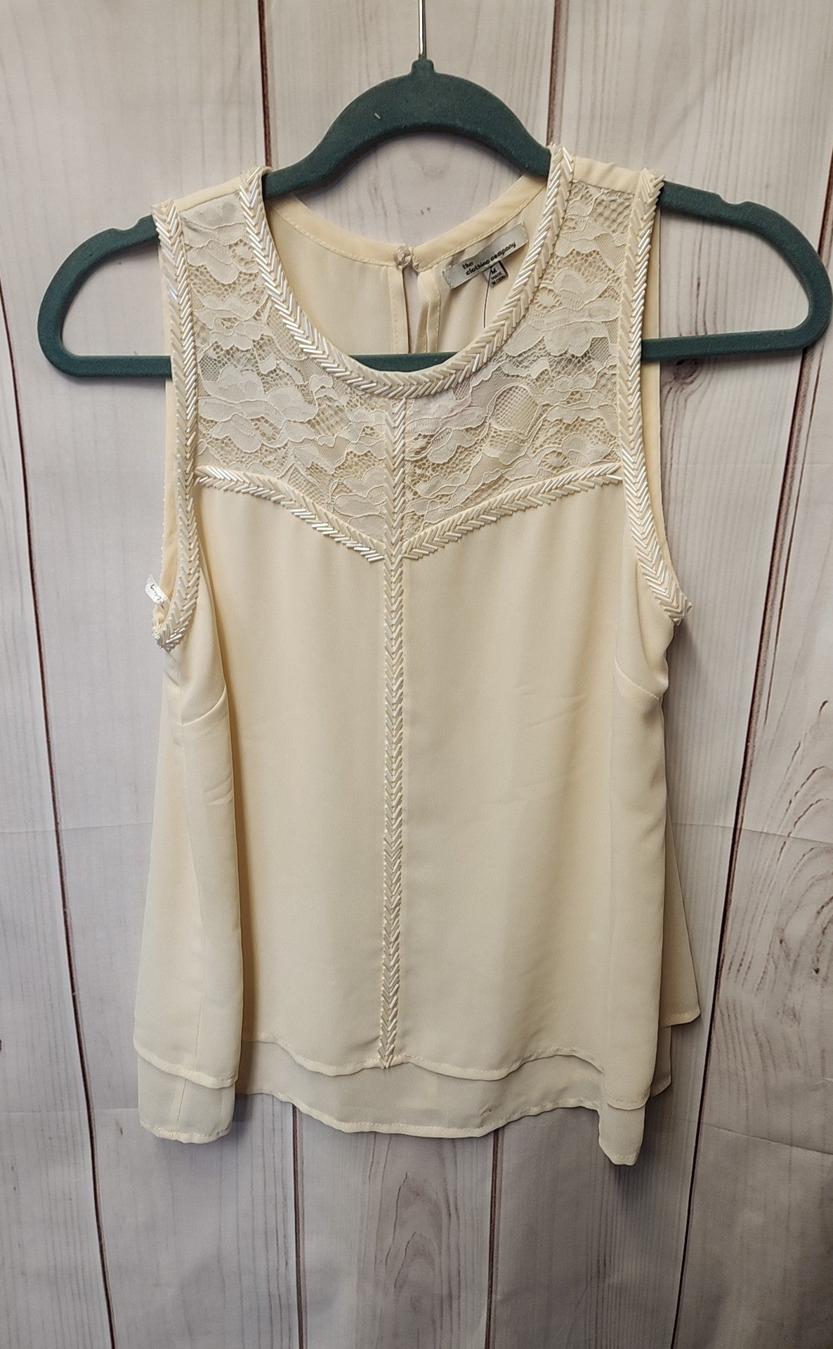 Clothing Co. Women's Size S White Beaded Sleeveless Top
