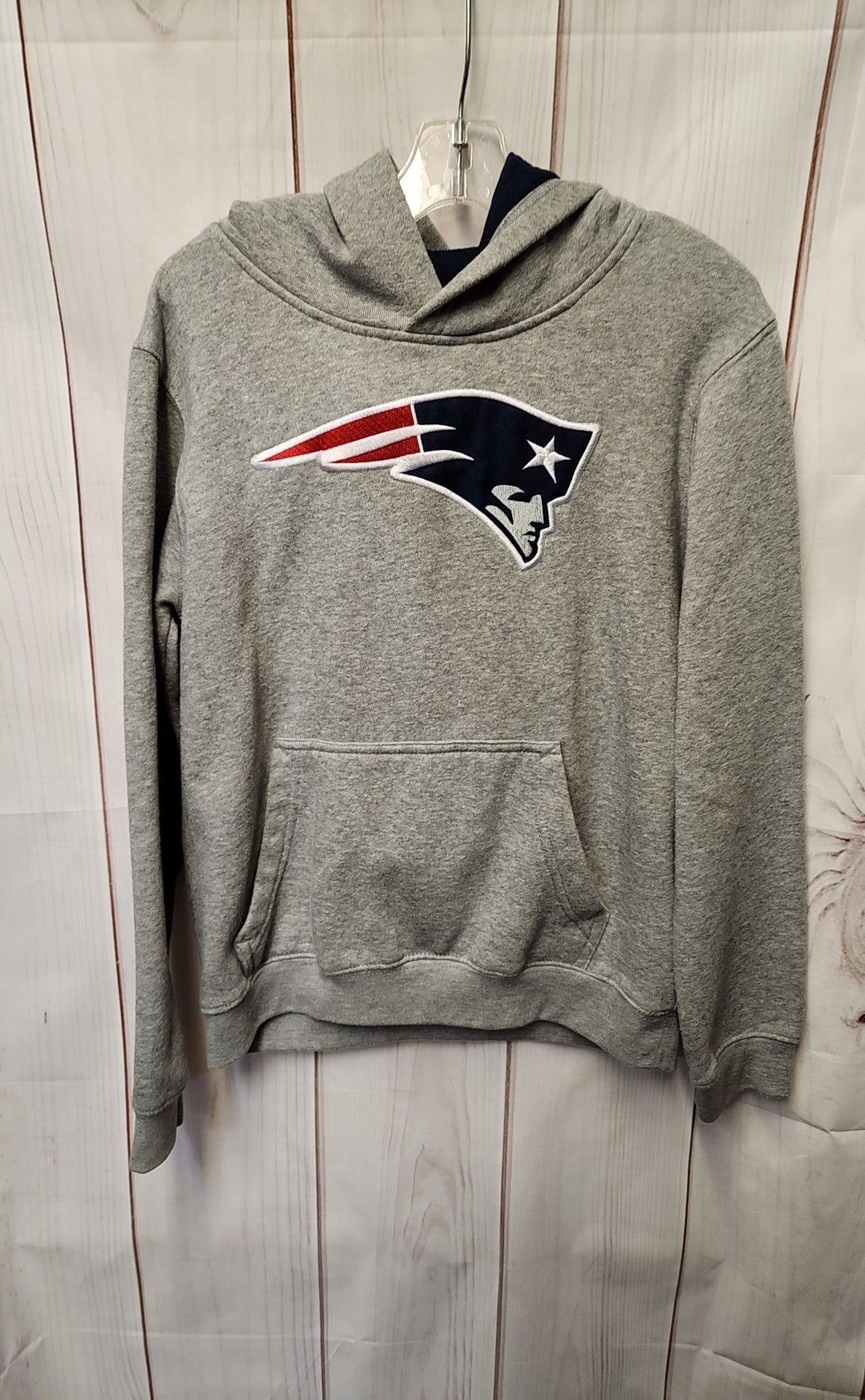 Patriots Boy's Size 10/12 Gray Hooded Sweatshirt