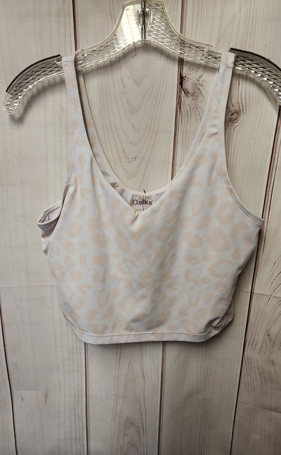 Oalka Women's Size L White & Pink Animal Print Sports Bra