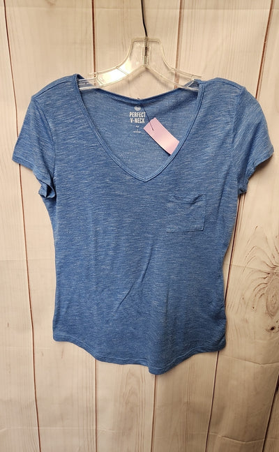 So Women's Size S Blue Short Sleeve Top