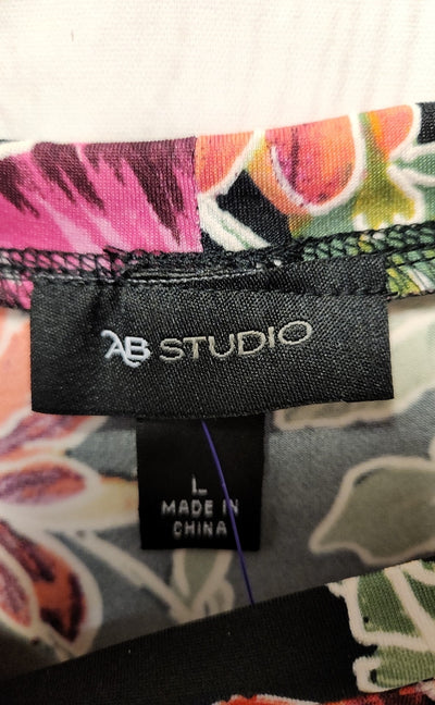 AB studio Women's Size L Black & Pink Floral Dress