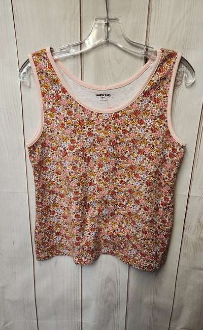 Lands End Women's Size M Petite Pink Floral Sleeveless Top
