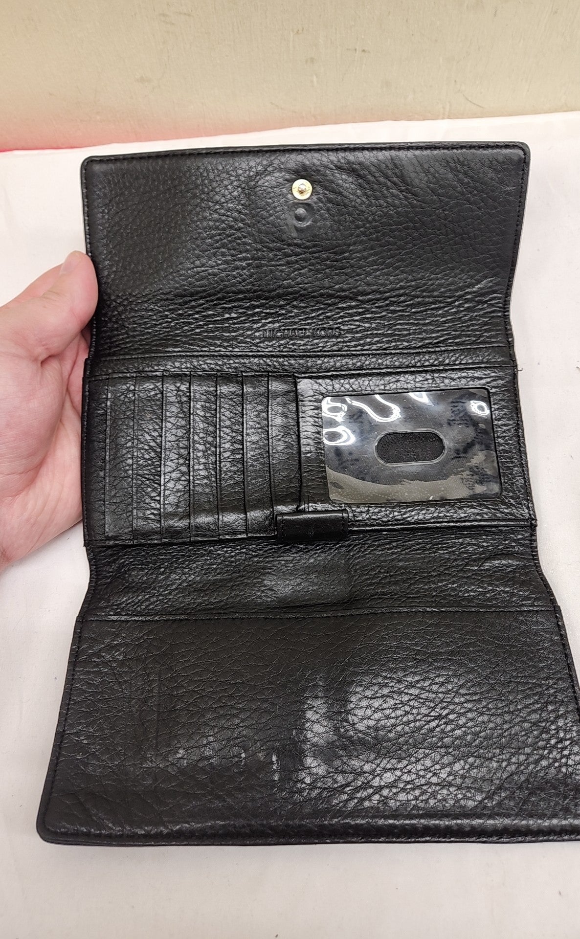 Michael Kors Black Leather Wallet AS IS - scratches/wear