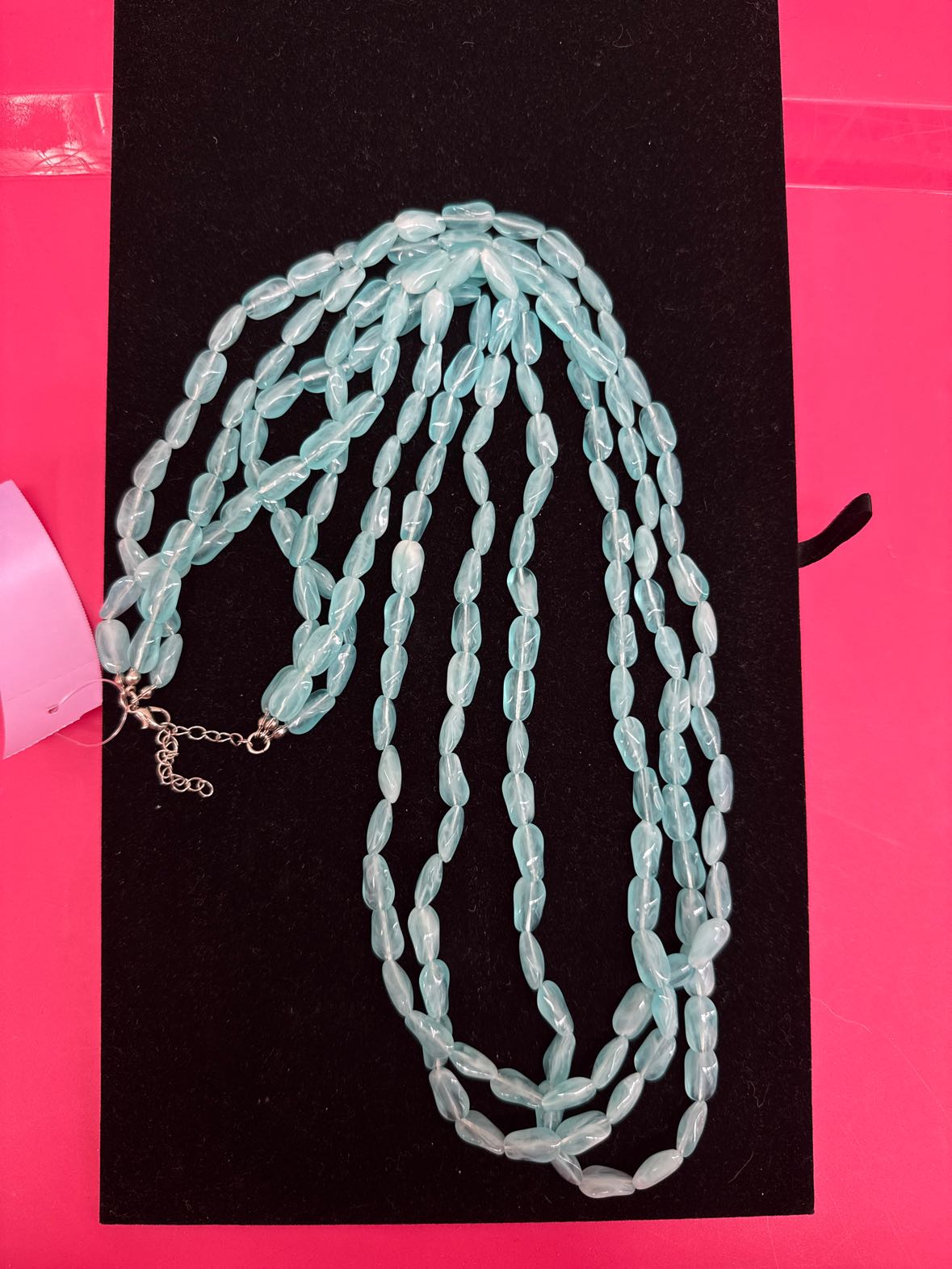 3 Strand Blue Beaded Necklace