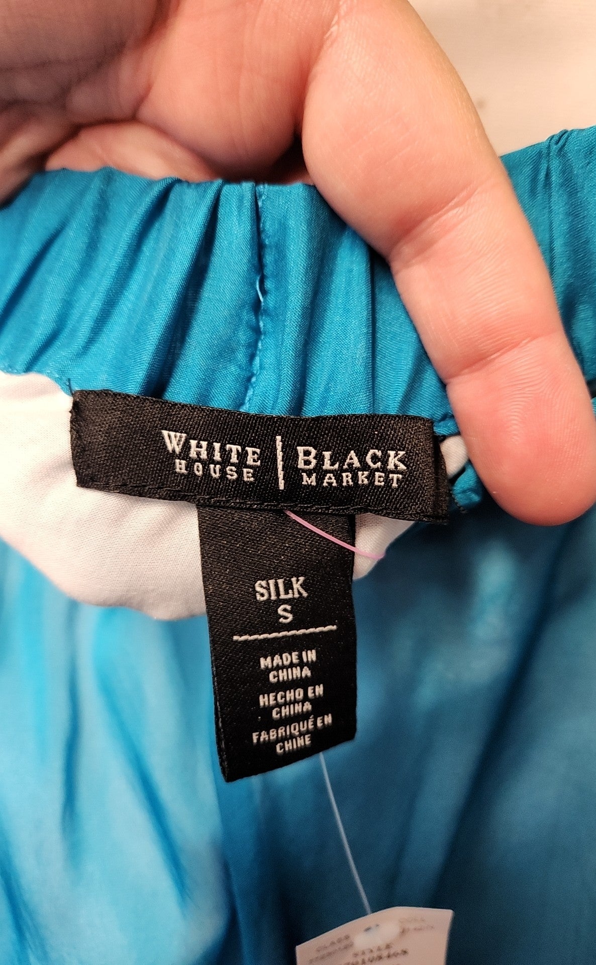 NWT White House Black Market Women's Size S White & Blue Silk Skirt