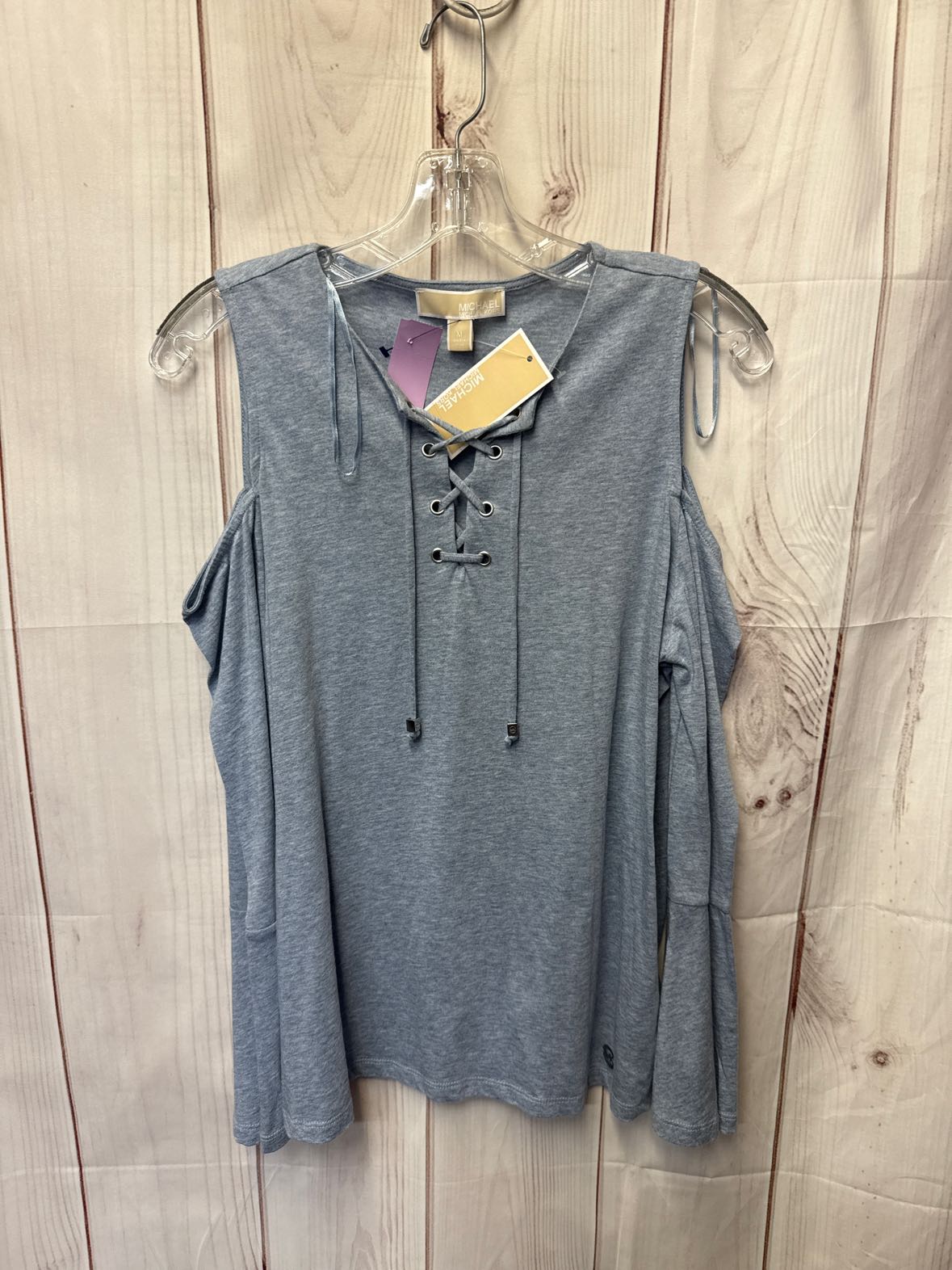 NWT Michael Kors Women's Size M Blue Cold Shoulder Top