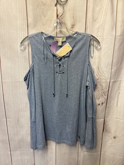 NWT Michael Kors Women's Size M Blue Cold Shoulder Top