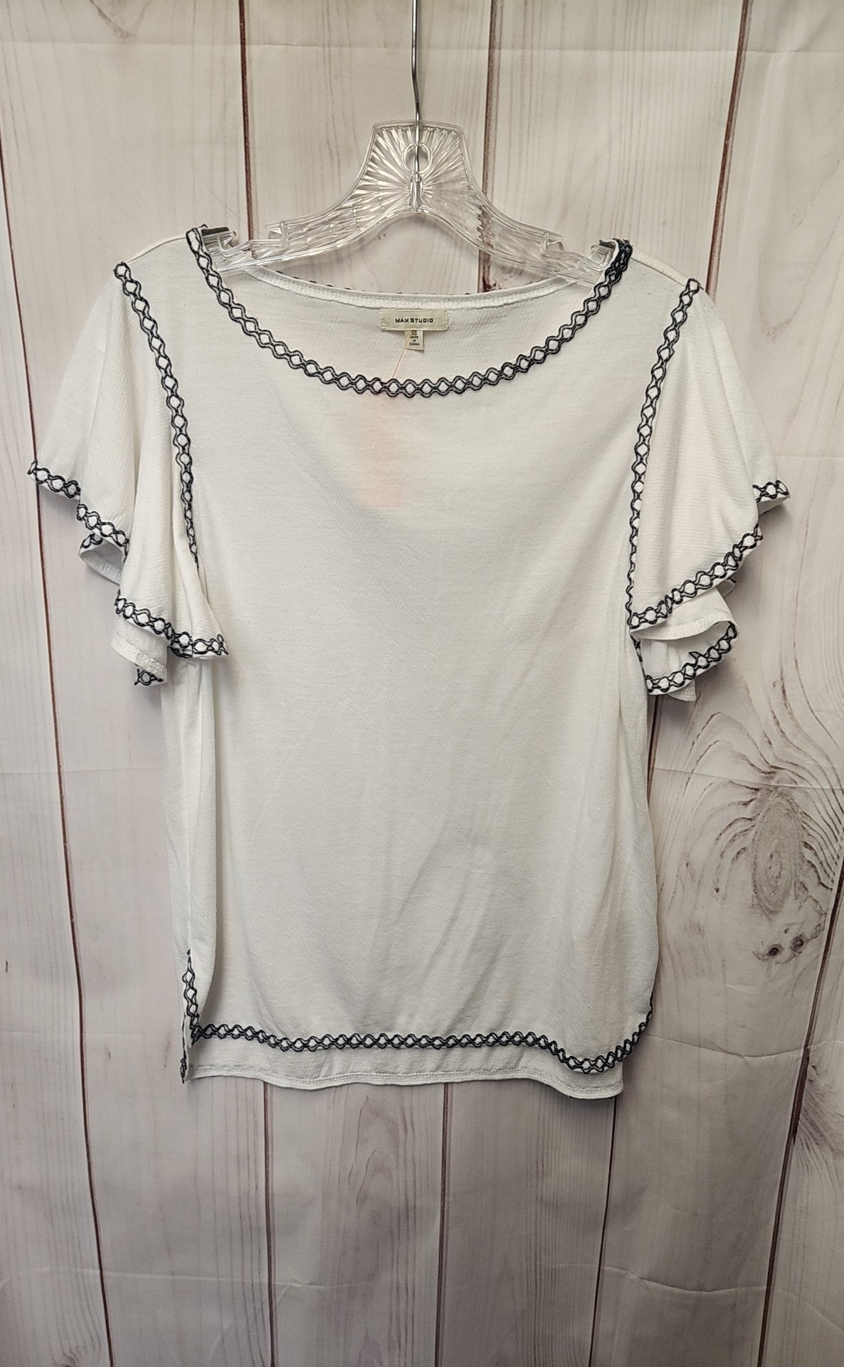 Max Studio Women's Size XS White Short Sleeve Top