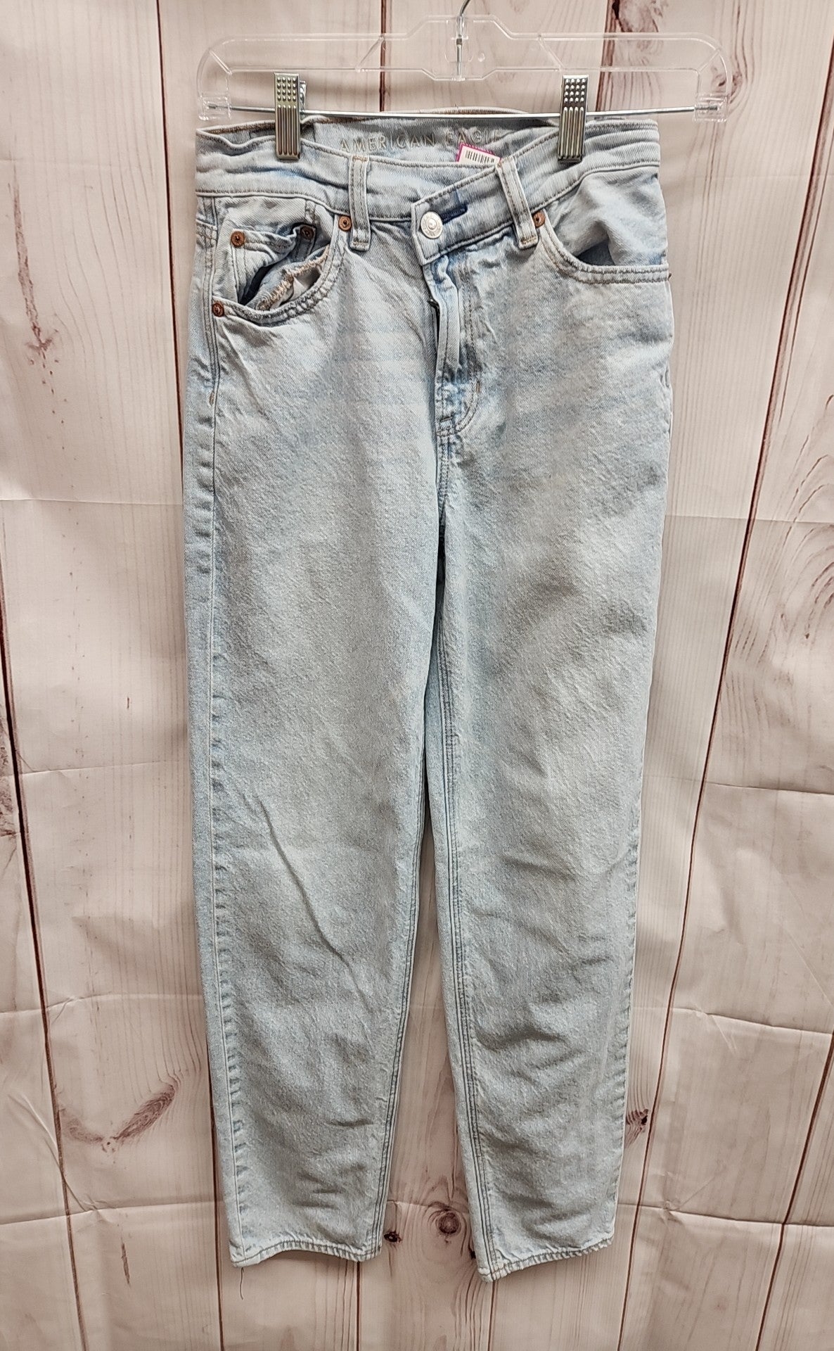 American Eagle Women's Size 24 (00) HIghest Rise Baggy Straight Blue Jeans