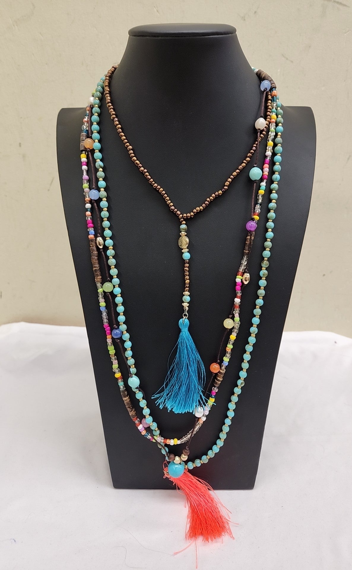 4Strand Multi-Color Beaded Necklace