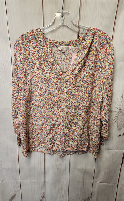 Rose & Thyme Women's Size XL Pink Floral 3/4 Sleeve Top