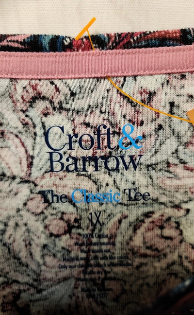 Croft & Barrow Women's Size 1X Black & Pink Floral Long Sleeve Top