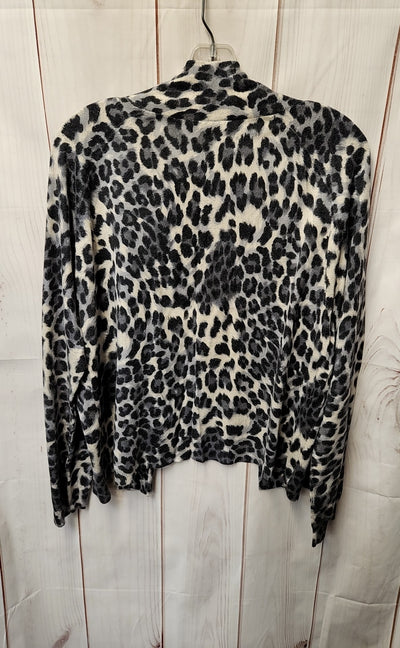 Chico's Women's Size 3 = US XL Gray Animal Print Cardigan