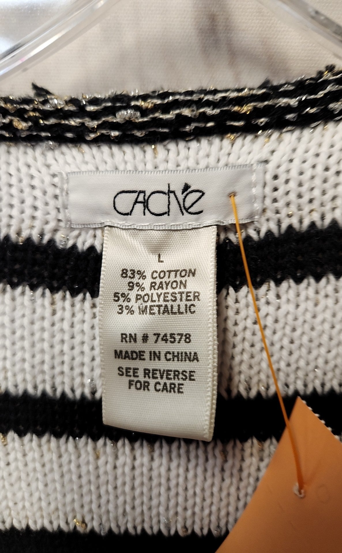 Cache Women's Size L White & Black Cardigan