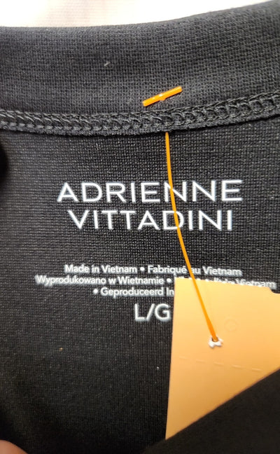 NWT Adrienne Vittadini Women's Size L Black Short Sleeve Top