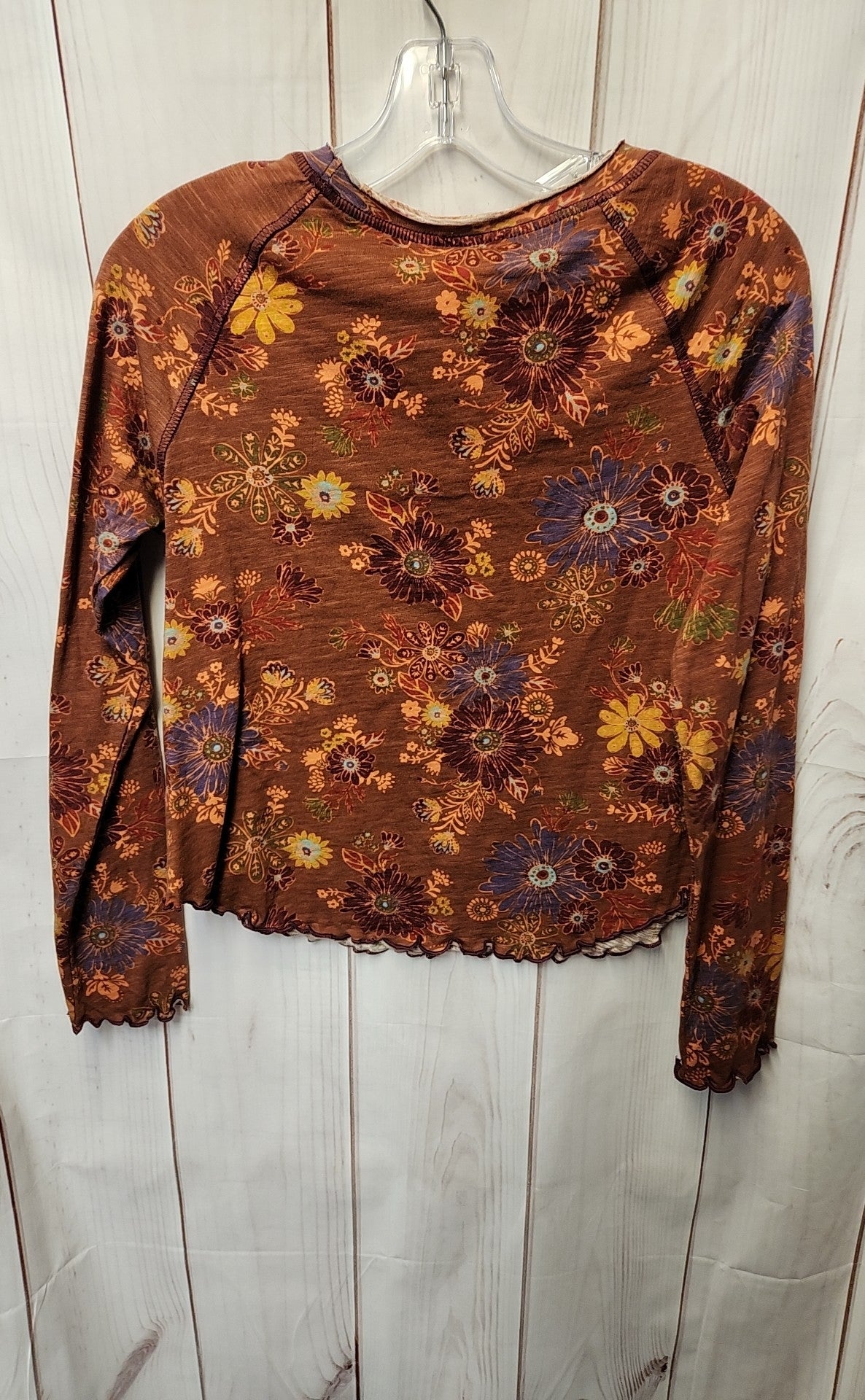 Natural Life Women's Size S Brown Floral Long Sleeve Top