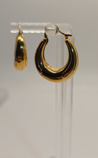14K Yellow Gold Hoops Earrings - Approx 3/4" - Italy - 3.09 grams