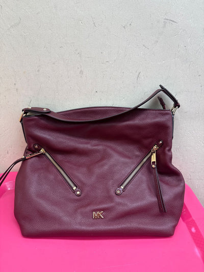 Michael Kors Evie Hobo Maroon Leather Tote Bag