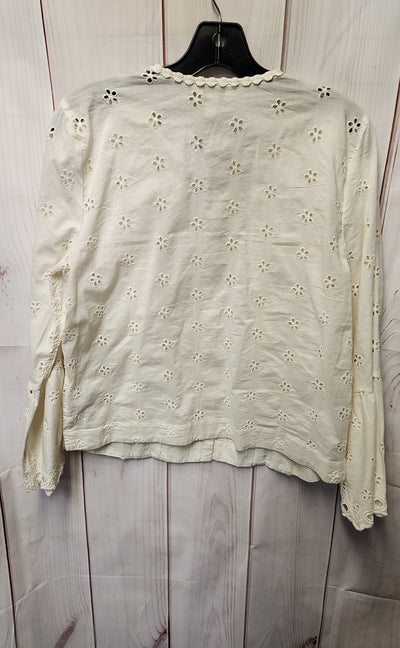 J Crew Women's Size 8 White Long Sleeve Top