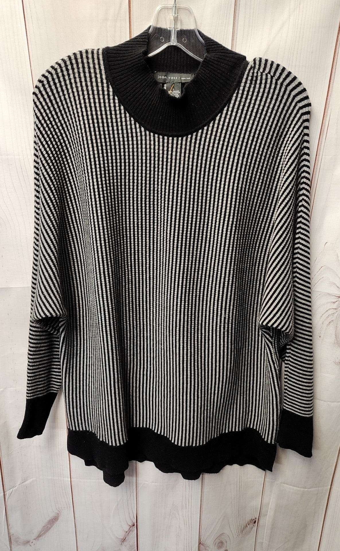 Joan Vass Women's Size L Black & Gray Sweater