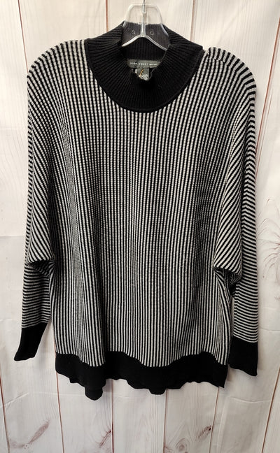 Joan Vass Women's Size L Black & Gray Sweater