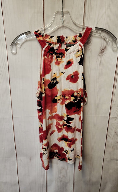 Ann Taylor Women's Size S White & Pink Floral Sleeveless Top