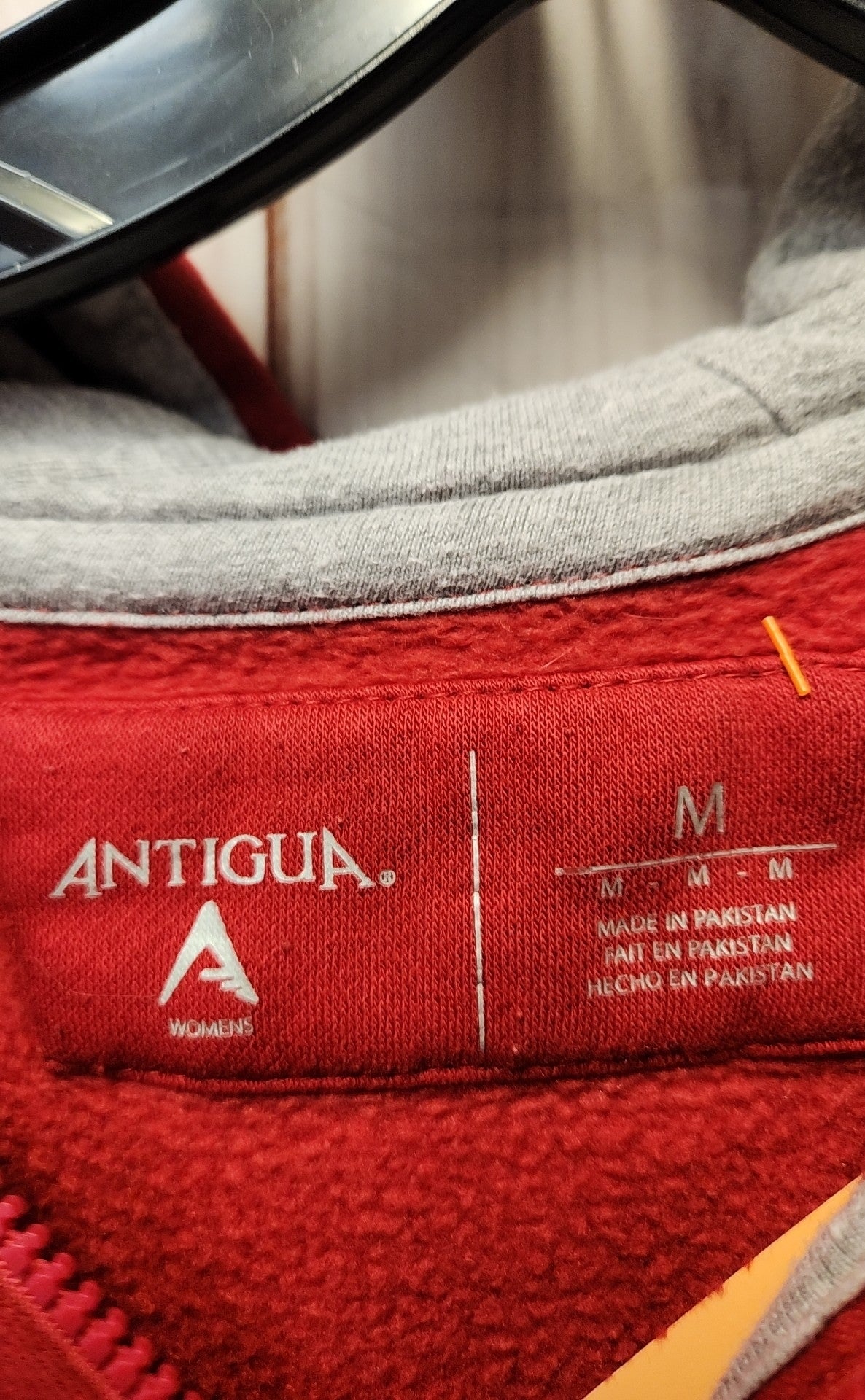 Antigua Men's Size M Red Full Zip Hooded Sweatshirt