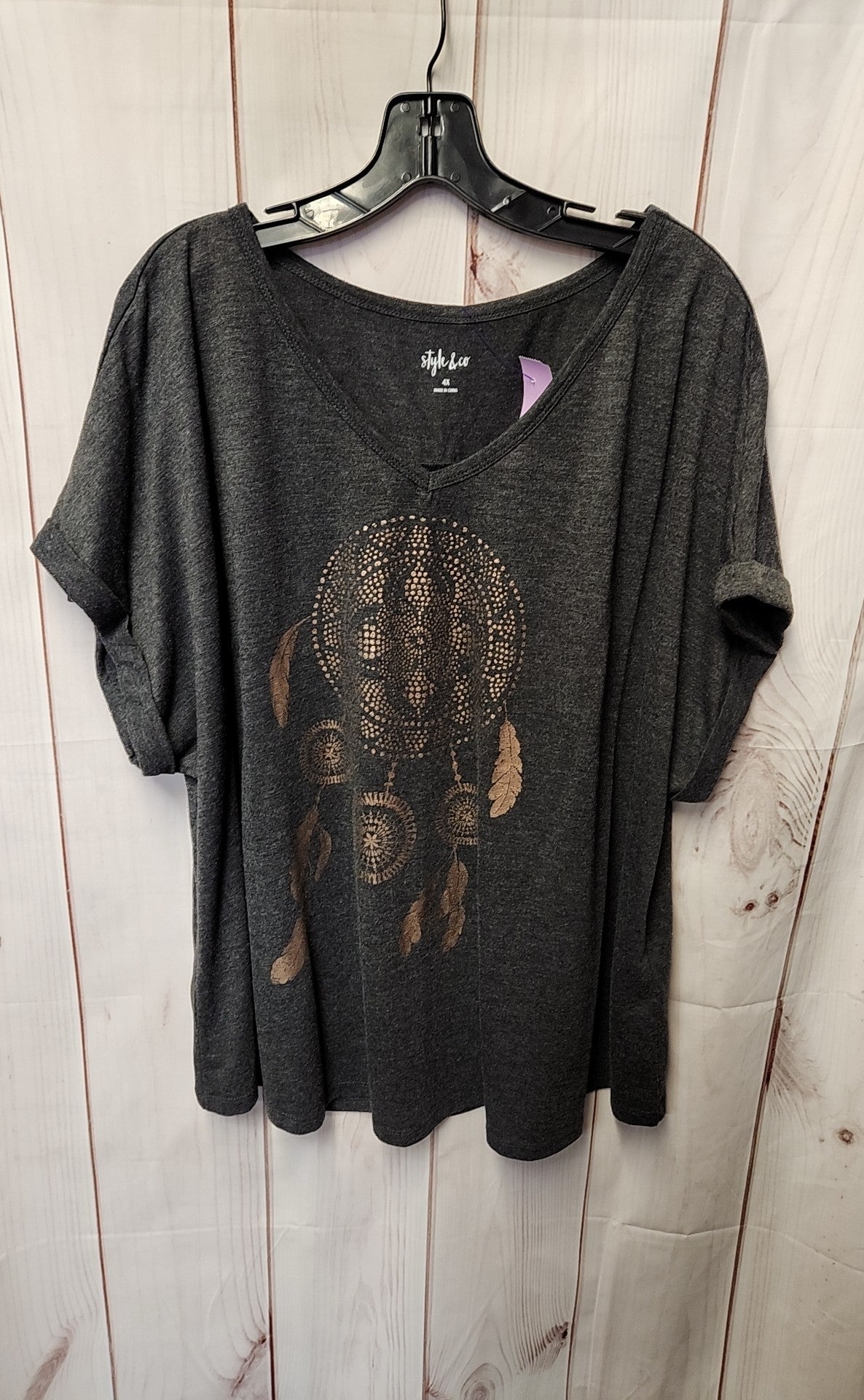 Style & Co Women's Size 4X Gray Short Sleeve Top
