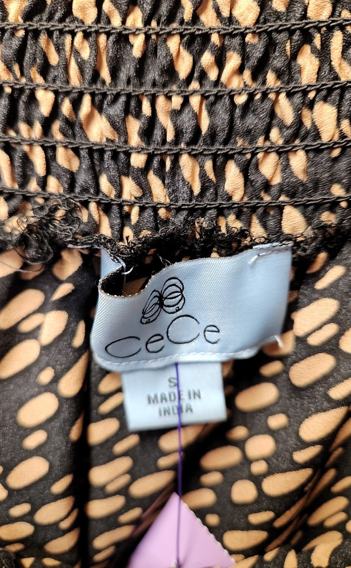Cece Women's Size S Brown Print 3/4 Sleeve Top