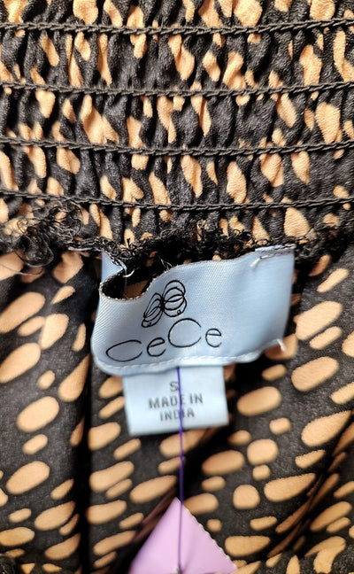 Cece Women's Size S Brown Print 3/4 Sleeve Top