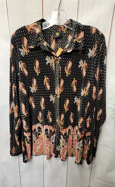 JM Collection Women's Size L Black Long Sleeve Top