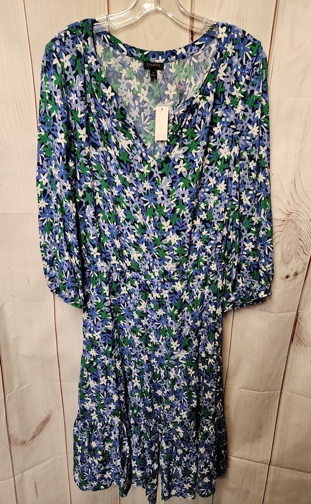 NWT Talbots Women's Size 16 Blue Floral Dress