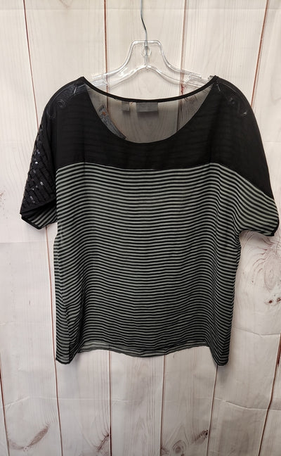New York & Company Women's Size M Black Short Sleeve Top