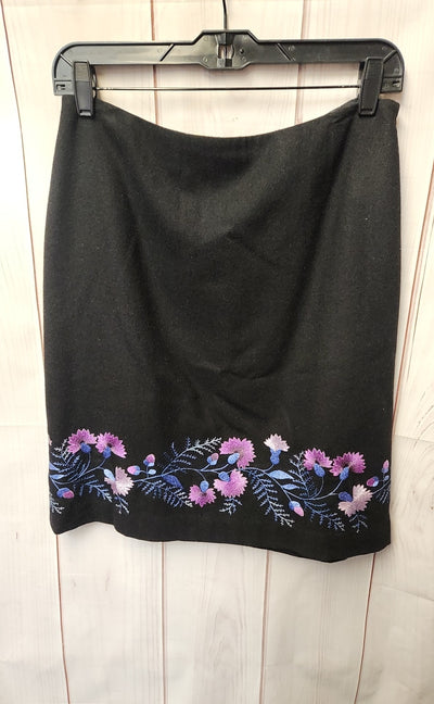 Loft Women's Size 8 Petite Black Floral Skirt